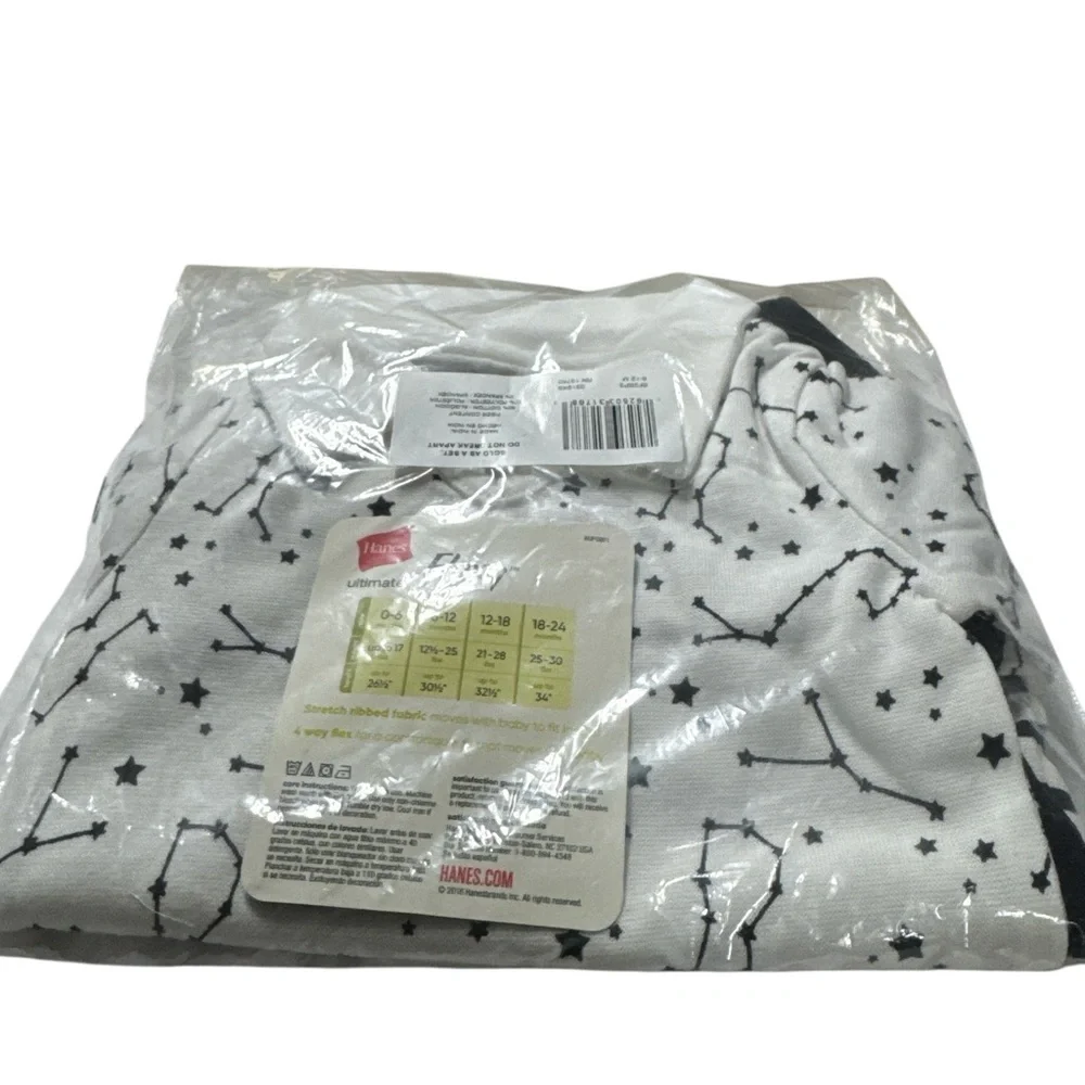 Hanes Black and White Constellation Bodysuit Set - 6-12 Mths